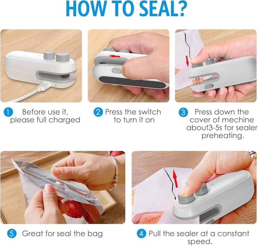 Mini Heat Sealing Machine – Portable Packet Sealer for Food Storage